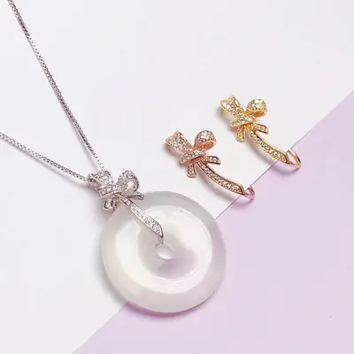 S925 Sterling Silver Bow Buckle Clip Pendant
