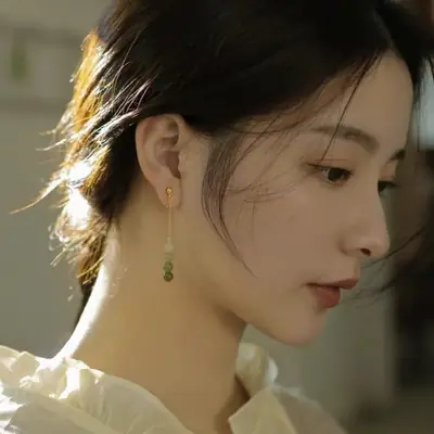 Green Jade Earrings for Women Anti-Drop