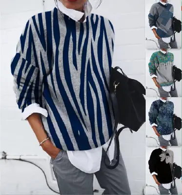 Women's Geometric Print Long Sleeve Vests Grey Blue
