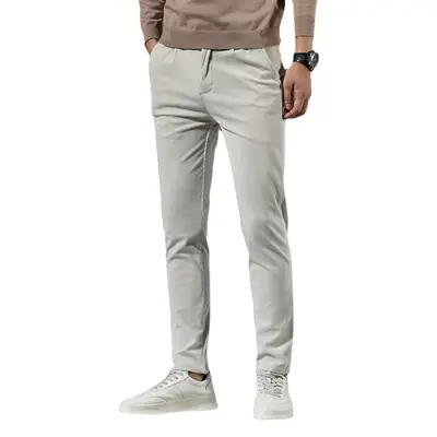 Men's Black Corduroy Slim Fit Pants Winter Thick