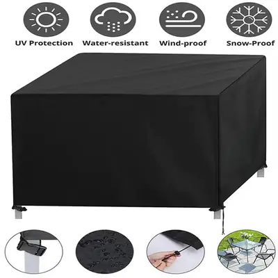 Black 420D Outdoor Rain Cover for Table & Chair