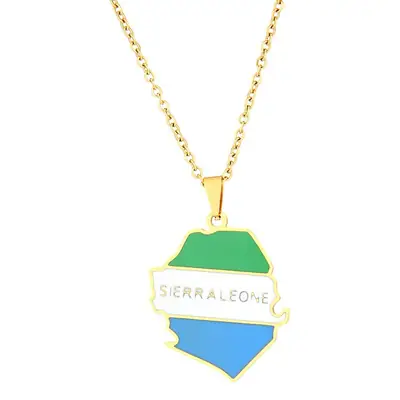 Men Women Geometric Titanium Steel Seliton Map Necklace