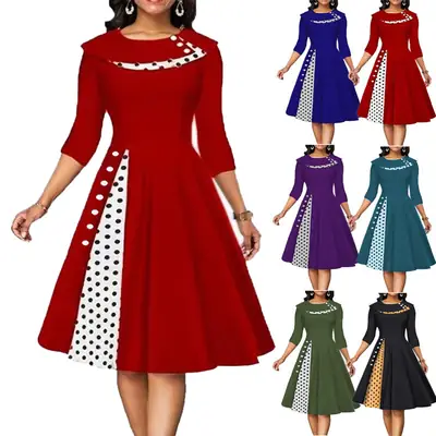 Women's Blue Polka Dot Waist Skirt Dress