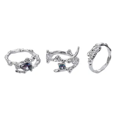 Cold Style Gemstone Ring Women Silver High-Grade Sparkle