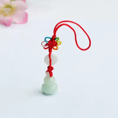 Guan Yu Natural Burmese Jade Pendant Gourd Keychain