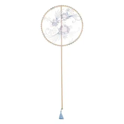 Antique Tassel Fan Long Handle Hanfu Costume Accessories