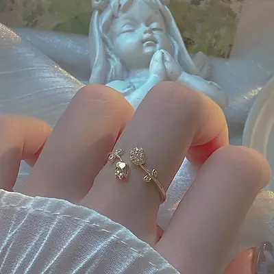 Vintage Twin Flower Ring Rose Flower Design
