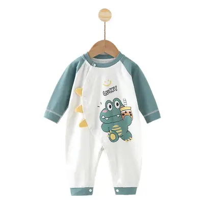 Baby Boneless Cotton Jumpsuit Brown Bear Print Long Sleeve