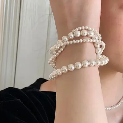 Multi-Layered Pearl Bracelet for Women