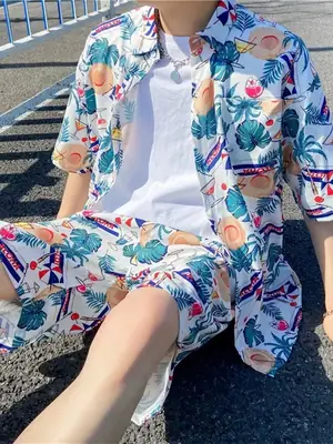Men Summer Beach Suit Sanya Style Two Piece