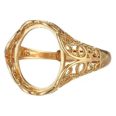 Japanese & Korean Niche Ring Empty Holder Women 18K Gold Inlaid Amber