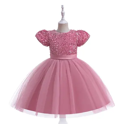 Blue Sequined Flower Girl Tutu Dress for Girls