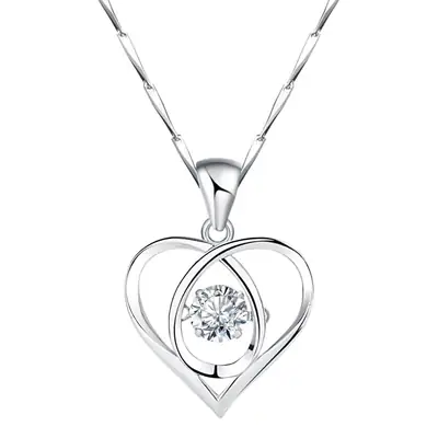 Women's Heart Shaped Blue Crystal Necklace