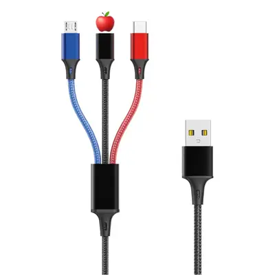 Three-in-One Fast Charging Cable for iPhone