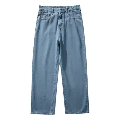 Men Vintage Wash Denim Jeans Loose Fit American Style