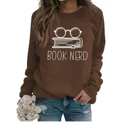 Green Book Nerd Sweatshirt with Glasses Print