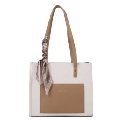 Women's Summer Tote Bag White Brown Korean Style Large Shoulder Crossbody