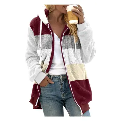 Women Hooded Jacket Multi Color Plush Loose Winter Warm