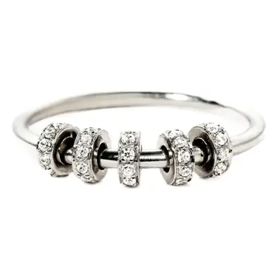 Cross-border new s925 sterling silver rotating anxiety beads color zircon ring Women's simple fashion European and American style ring