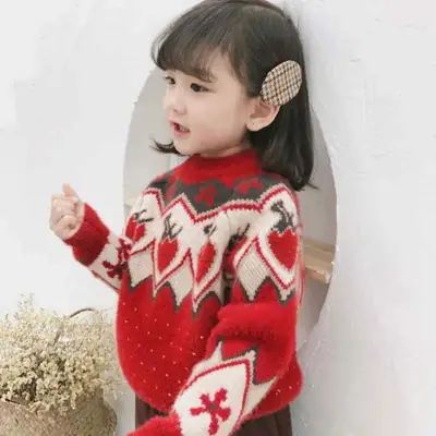 Red Polka Dot Knitwear Baby Coat for Winter