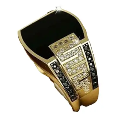 Full Diamond Hip Hop Ring for Men Gold Black