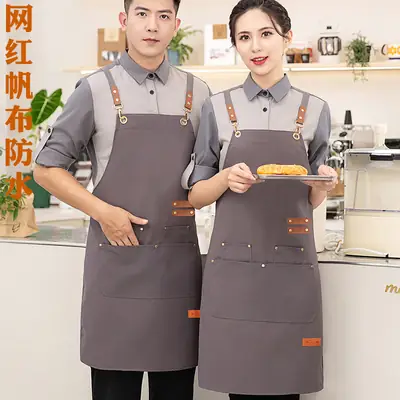 Korean Style Waterproof Apron Orange Gray Workwear