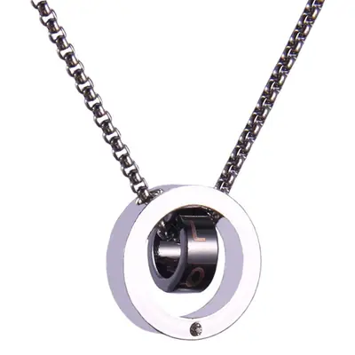 Double Ring Clavicle Pendant Necklace for Men Women