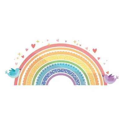 Cartoon Rainbow Bird Love Wall Stickers for Kids Room