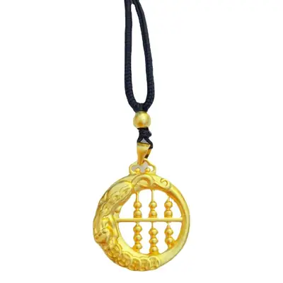 Gold Plated Sand Pixiu Abacus Necklace for Women