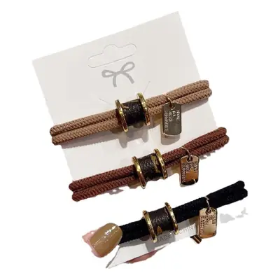 Vintage Brown Leather Hair Rope with Metal Clasp for Women