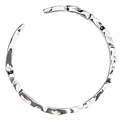 Open Hammer Texture Silver Ring for Men Women