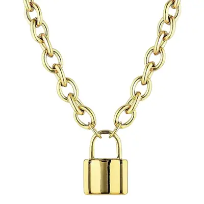 European and American style jewelry padlock titanium steel lock chain necklace fashionable street shot overlapping partner