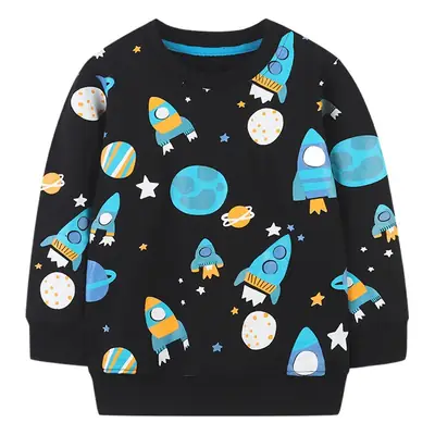 Kids Rocket Print Sweatshirt Black Long Sleeve