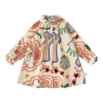 Girls Graffiti Cotton Shirt Skirt Set Spring Autumn