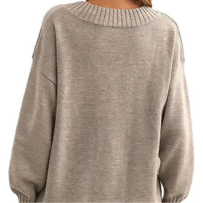 New Cross-Border Knitted V Neck Pullover for Women