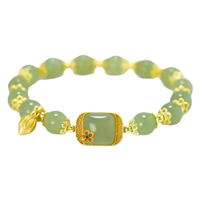 Green Gemstone Bracelet for Women with Gold Plated Design