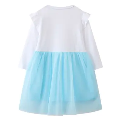 Girls' White Blue Embroidered T-shirt Skirt Set for Girls