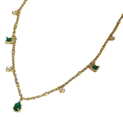 Gold Zircon Geometric Necklace for Women