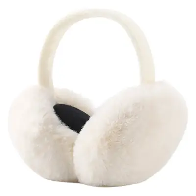 Winter Warm Ear Muffs White Fleece Foldable Windproof