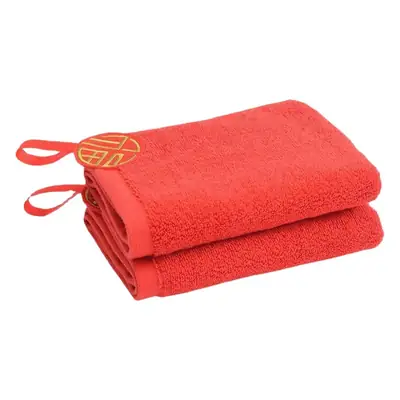 Red Pure Cotton Square Towel for Men Women Wedding Absorbent