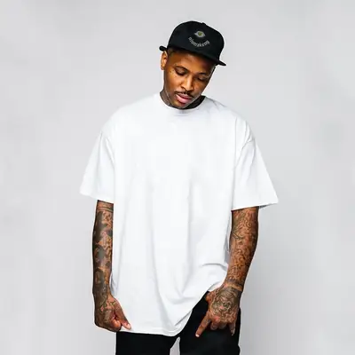 Pink Cotton T-Shirt for Men Loose Round Neck