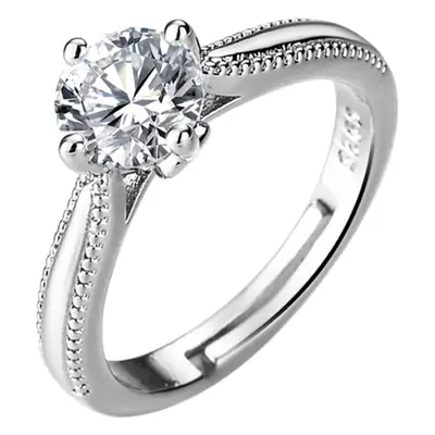 Open Heart Zircon Engagement Ring with Four Claws Design