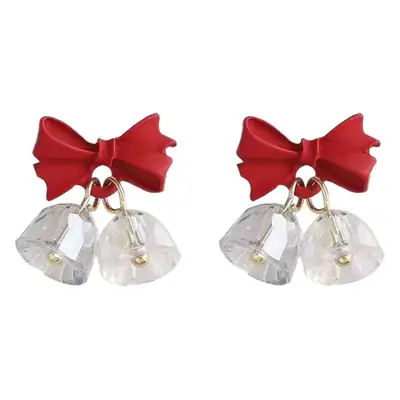 Red Bow Wind Chime Earrings for Women
