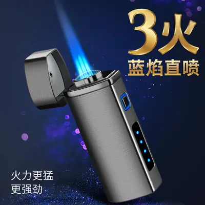 Electric Lighter with Blue Flame & USB Charging