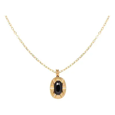 18K Gold Necklace with Black Diamond Pendant
