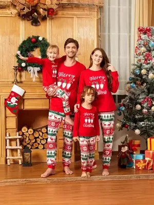 2025 Christmas Pajama Set Red Long Sleeve Family Wear