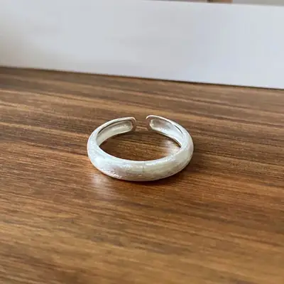 Gan Jiatong Body S925 Sterling Silver Wire-drawing Frosted Ring Women's Simple Style Opening Niche Design Simple and Elegant Index Finger Ring