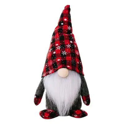 Red Black Plaid Snowflake Rudolph Doll Christmas Decor