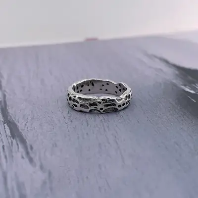925 Silver Open Moon Couple Ring for Men Women