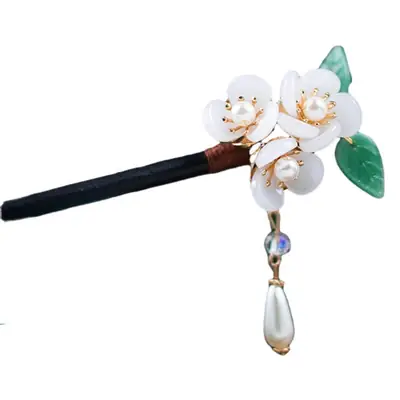 Glazed Flower Cheongsam Tassel Hairpin
